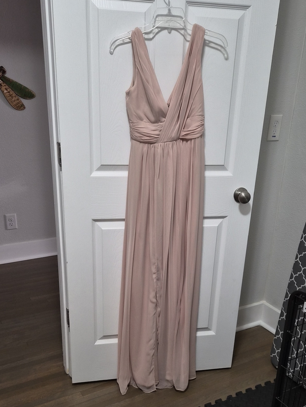 Dessy Collection Sleeveless V-Neck Chiffon Maxi Dress in Blush
